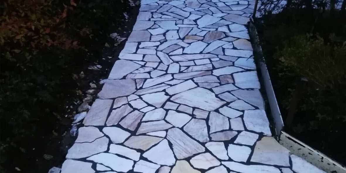 Bodenplatten Natursteine Terrassenplatten Polygonalplatten Triana Weiß 