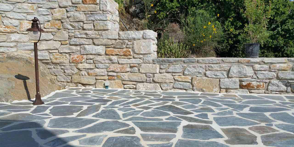 QUARZIT NATURSTEIN POLYGONALPLATTEN TERRASSENPLATTEN Karystos Blau 1.5-2.5cm 5m² 